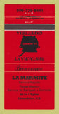 Matchbook Cover - La Marmite Restaurant Edmundston NB 30 Strike