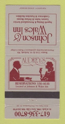 Matchbook Cover - Johnson & Wales Inn Seekonk MA Audrey's 30 Strike