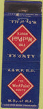 Matchbook Cover - A  and  W P RR West Point Route W Ry AL