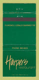 Matchbook Cover - Harper's Restaurant Toronto ON WEAR 30 Strike