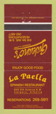 Matchbook Cover - La Paella Spanish Restaurant Calgary AB Galeano's 30 Strike