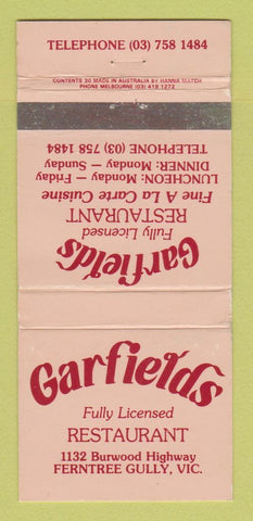Matchbook Cover - Garfields Restaurant Ferntree Gully Australia WEAR 30 Strike