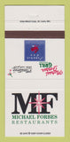 Matchbook Cover - Michael Forbes Restaurants Kansas City MO Leawood KS 30 Strike
