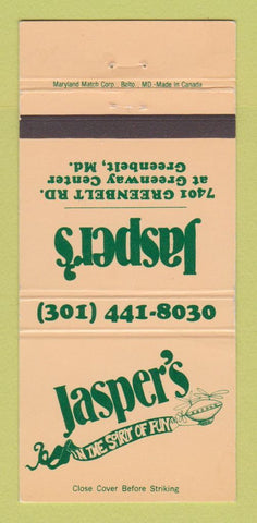 Matchbook Cover - Jasper's Restaurant Greenbelt MD WEAR 30 Strike
