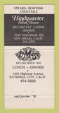 Matchbook Cover - LaMaze Hindquarter Restaurant National City CA 30 Strike