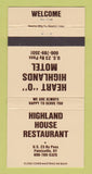 Matchbook Cover - Heart O Highlands Motel Restaurant Paintsville KY 30 Strike