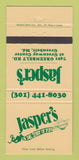 Matchbook Cover - Jasper's Restaurant Greenbelt MD WEAR 30 Strike
