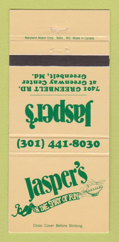 Matchbook Cover - Jasper's Restaurant Greenbelt MD WEAR 30 Strike