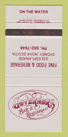 Matchbook Cover - Governors Restaurant Bar Sydney NS 30 Strike