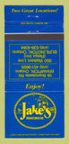 Matchbook Cover - Jake's Boathouse Burlington Brampton ON 30 Strike