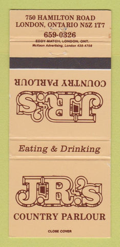 Matchbook Cover - JR's Country Parlour London ON 30 Strike