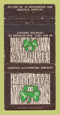 Matchbook Cover - Flaherty's Restaurant Louisville KY 30 Strike