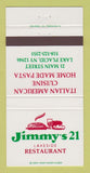 Matchbook Cover - Jimmy's 21 Lakeside Restaurant Lake Placid NY 30 Strike