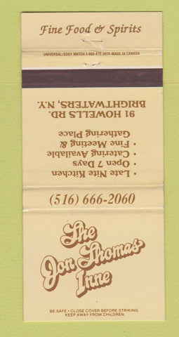Matchbook Cover - The Jon Thomas Inne Brightwaters NY  30 Strike