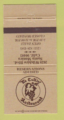 Matchbook Cover - Cellier Restaurant Santa Monica CA 30 Strike
