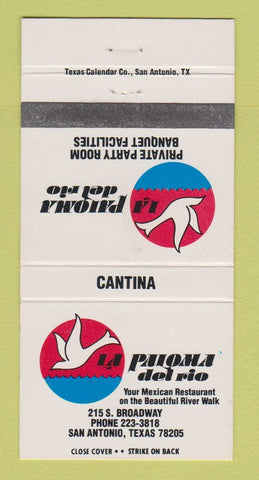 Matchbook Cover - La Paloma Del Rio Mexican Restaurant San Antonio TX 30 Strike
