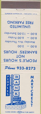 Matchbook Cover - People's Bank Marycrest