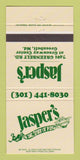 Matchbook Cover - Jasper's Restaurant Greenbelt MD 30 Strike