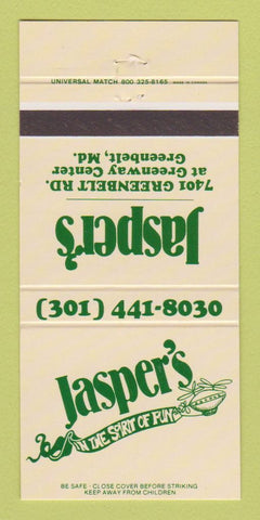 Matchbook Cover - Jasper's Restaurant Greenbelt MD 30 Strike
