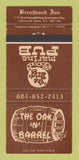 Matchbook Cover - Oak n Barrel Brentwood Inn Vancouver Island BC 30 Strike