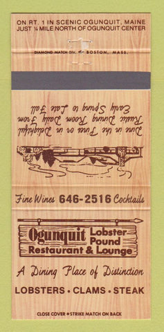Matchbook Cover - Ogunquit Lobster Pound Restaurant ME 30 Strike
