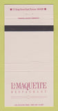 Matchbook Cover - La Maquette Restaurant Toronto ON 30 Strike