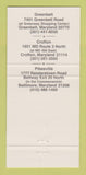 Matchbook Cover - Jasper's Restaurant Greenbelt Crofton Pikesville MD 30 Strike