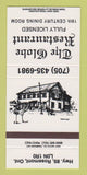 Matchbook Cover - The Globe Restaurant Rosemont ON 30 Strike