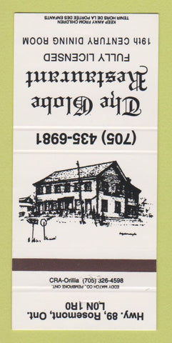 Matchbook Cover - The Globe Restaurant Rosemont ON 30 Strike