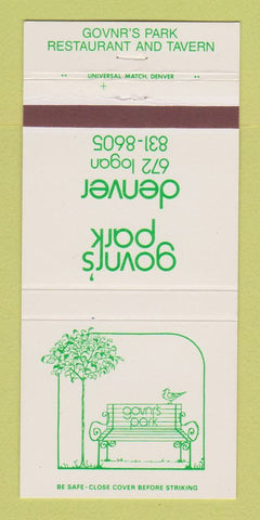 Matchbook Cover - Govnr's Park Denver Colorado 30 Strike