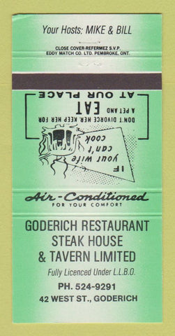 Matchbook Cover - Goderich Restaurant Steak House ON GREEN 30 Strike