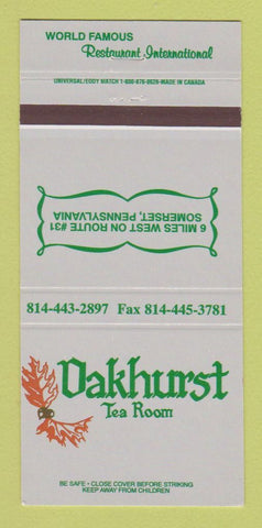 Matchbook Cover - Oakhurst Tea Room Somerset PA 30 Strike