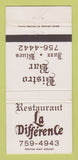 Matchbook Cover - Restaurant Le Difference WEAR 30 Strike