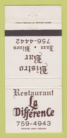 Matchbook Cover - Restaurant Le Difference WEAR 30 Strike