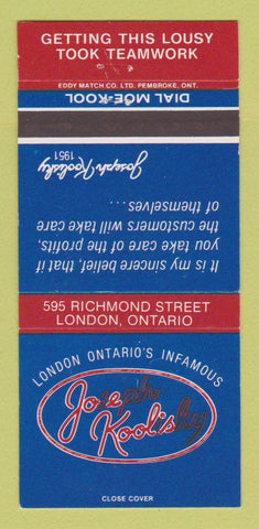 Matchbook Cover - Joseph Kool's London ON 30 Strike