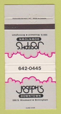 Matchbook Cover - Joseph's Restaurant Birmingham MI 30 Strike