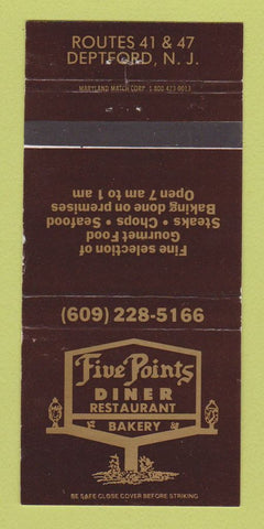 Matchbook Cover - Five Point Diner Restaurant Deptford NJ WEAR 30 Strike