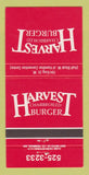 Matchbook Cover - Harvest Charbroiled Hamburgers Hamilton ON 30 Strike