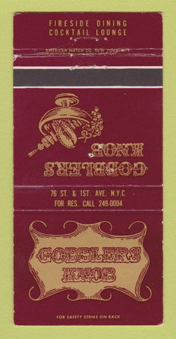 Matchbook Cover - Gobblers Knob New York City restaurant  WORN 30 Strike