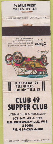 Matchbook Cover - Club 49 Supper Club Brownsville WI