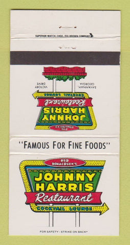 Matchbook Cover - Johnny Harris Restaurant Savannah GA 30 Strike