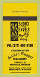 Matchbook Cover - Golden Nugget Restaurant Irish Hills MI YELLOW 30 Strike