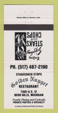 Matchbook Cover - Golden Nugget Restaurant Irish Hills MI WHITE 30 Strike