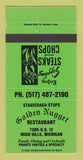 Matchbook Cover - Golden Nugget Restaurant Irish Hills MI GREEN 30 Strike