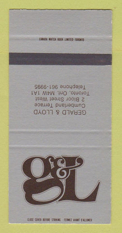 Matchbook Cover - Gerald & Lloyd Toronto ON SAMPLE 30 Strike