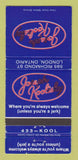 Matchbook Cover - Joseph Kool's London ON 30 Strike