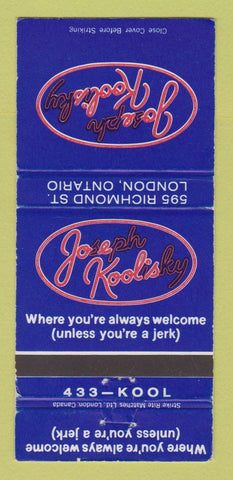 Matchbook Cover - Joseph Kool's London ON 30 Strike