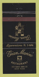 Matchbook Cover - Gian Marino Restaurant New York City 30 Strike