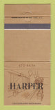 Matchbook Cover - Harper Restaurant New York City 30 Strike