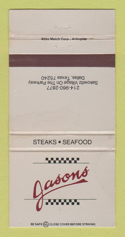 Matchbook Cover - Jasons Restaurant Dallas TX WORN 30 Strike